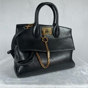 Salvatore Ferragamo Handbag Black Leather with Gold Trim
